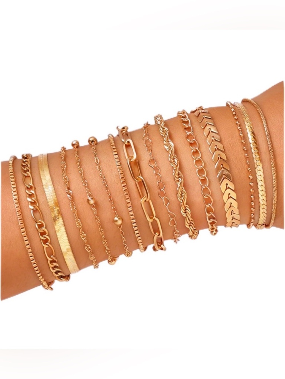 NWT~ 15pc Gold Dainty Stackable Bracelet Set